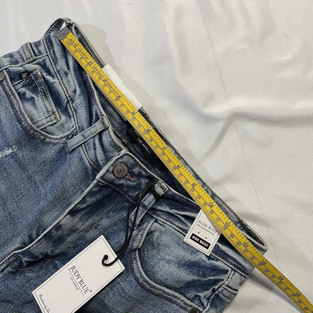 NWT Judy Blue High Rise Heavy Destroy Flare Jeans JB88457 Medium Wash Size 3/26 - Picture 9 of 14